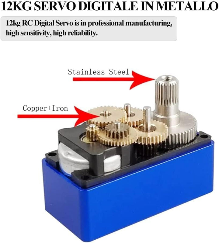 YUNIQUE Deutschland Digitaler Servo Auto RC SPT4412LV 12 kg Digitaler Servo aus Metall mit Getriebe,