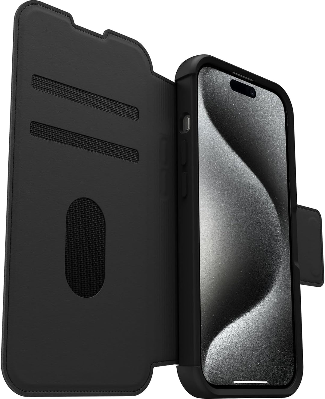OtterBox Strada Hülle für iPhone 15 Pro für MagSafe, stossfest, sturzsicher,Premium Lederfolio mit z