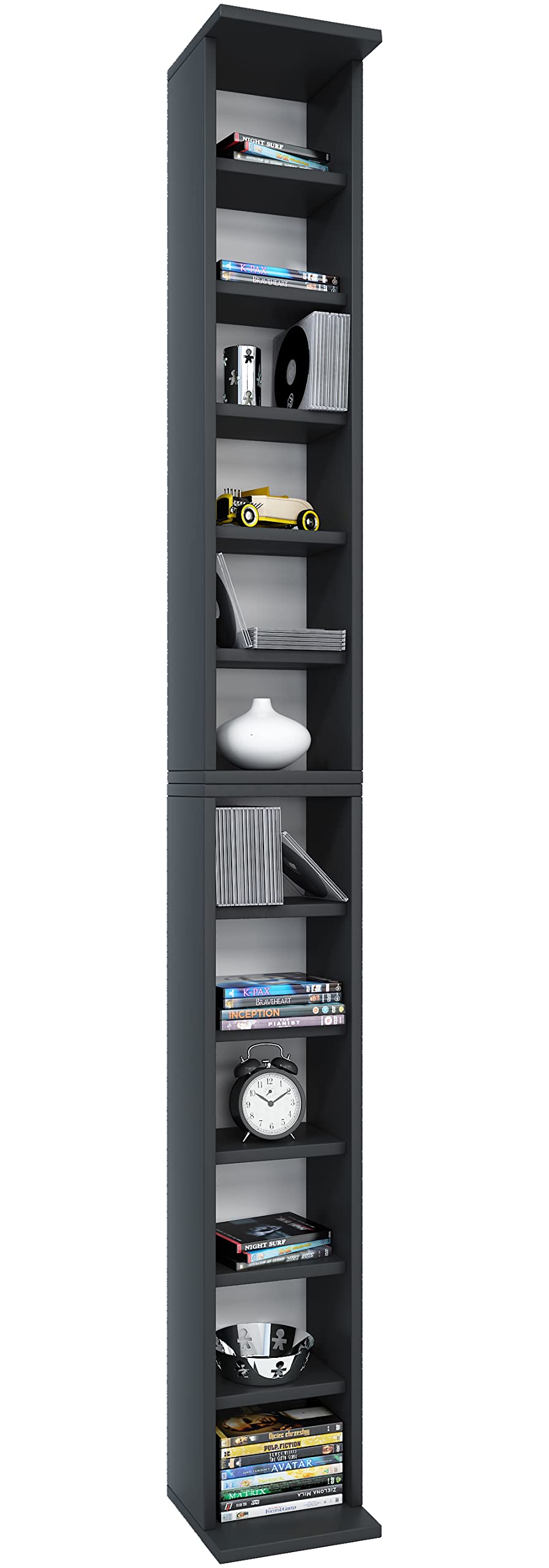 VCM Holz CD DVD Stand Aufbewahrung Standregal Bücherregal Deko Regal Bigol Schwarz, Schwarz