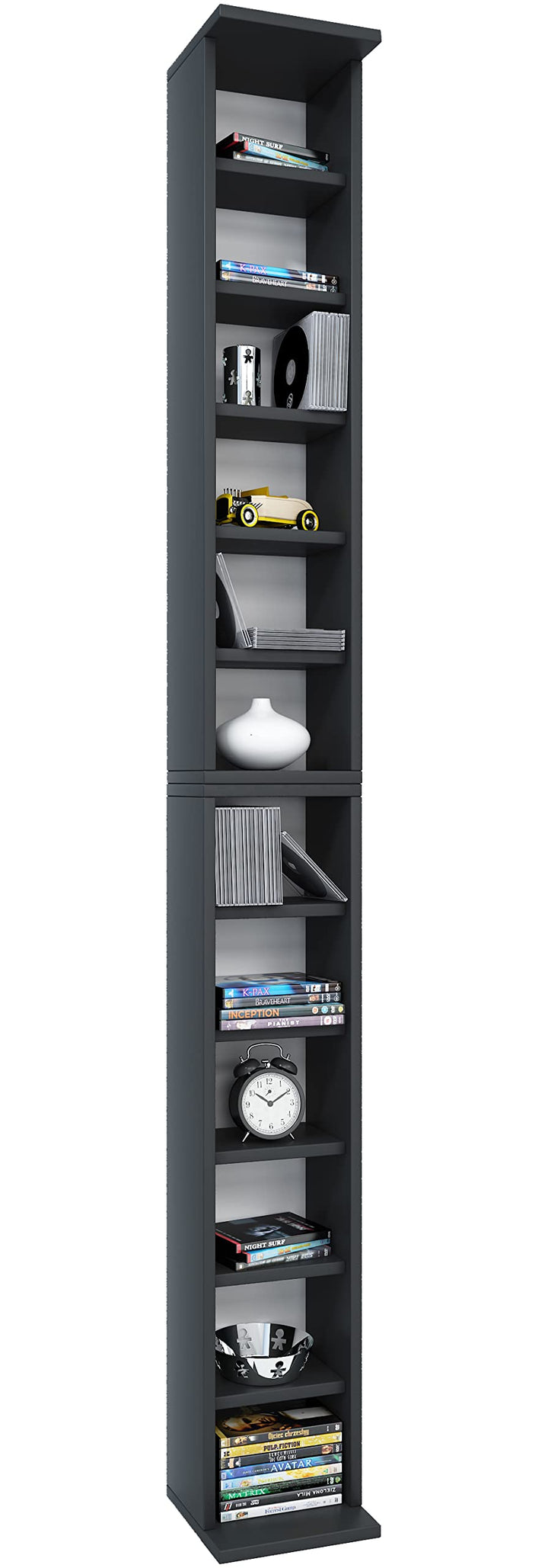 VCM Holz CD DVD Stand Aufbewahrung Standregal Bücherregal Deko Regal Bigol Schwarz, Schwarz
