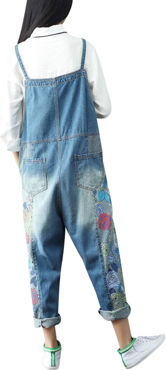 Youlee Damen Sommer Breites Bein Hose Denim Latzhose Overall Hosen M Stil 2, M Stil 2