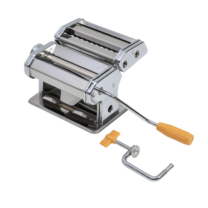 axentia Nudelmaschine verchromt, Pasta-Maker für Lasagne-Platten, Spaghetti oder Bandnudeln, manuell