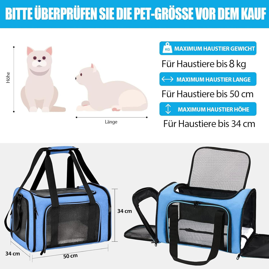 TOFFCAEA Transporttasche für Katze Hund, Hundetransportbox, Faltbare Katzentransportbox, tragbar, 8k