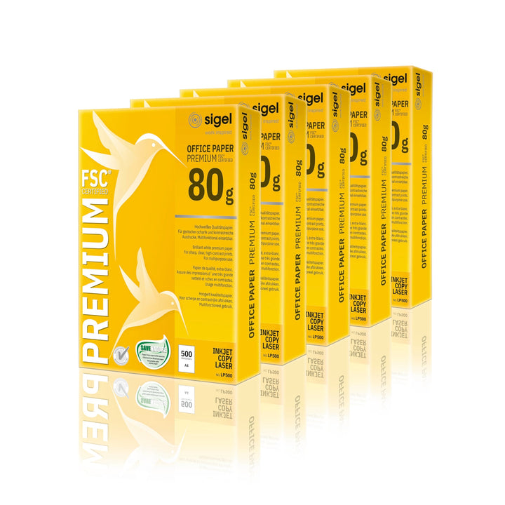 SIGEL LP500 Premium Kopierpapier Laserpapier A4, 80 g, 5 x 500 Blatt, weiss, 5 x 500 Blatt