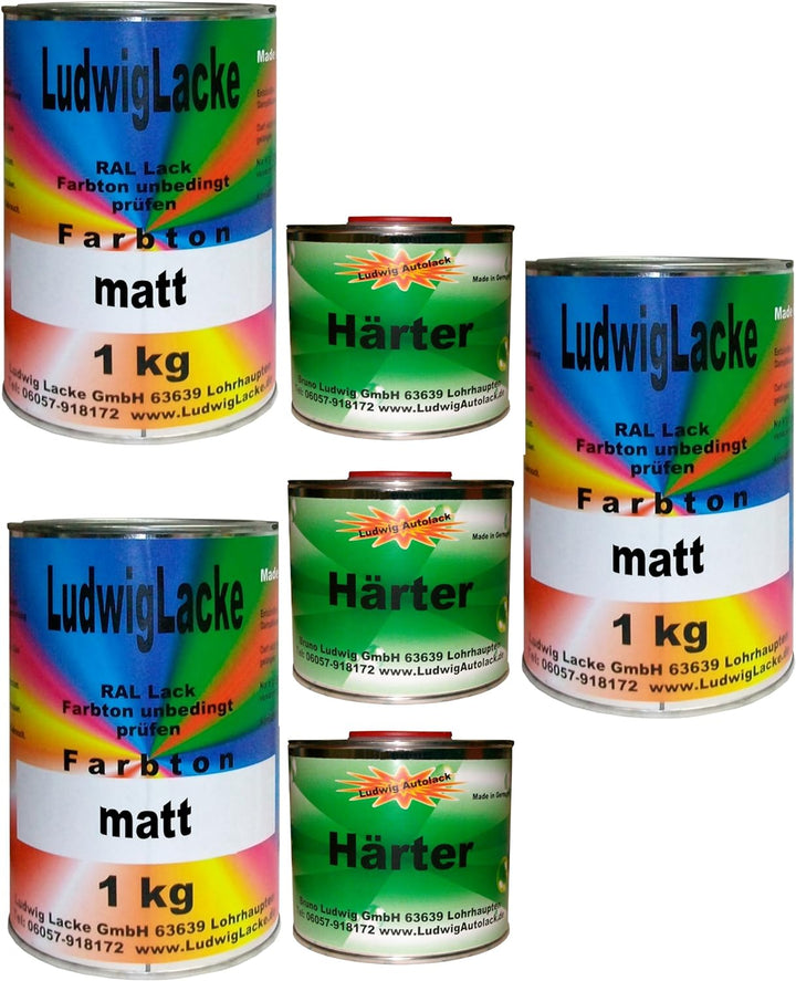 Ludwiglacke 4,5 kg Set Autolack mit Härter matt RAL 7011 Eisengrau