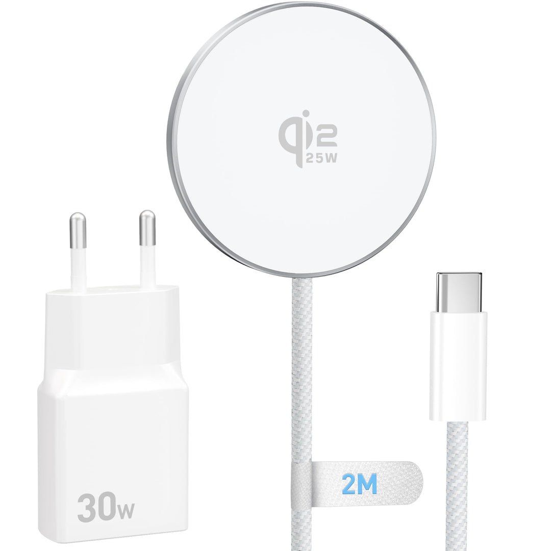 25W Wireless Charger für Magsafe mit 30W USB C Ladegerät für iPhone 17 17e 16 16e 15 14 13 12 Pro Ma