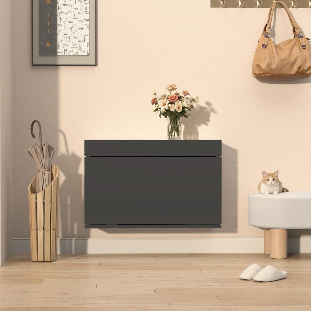 VEEHAUS Schuhschrank Metall Wandmontage, 1 Klappe, Grosse Grössen 35-47 | Nur 25 cm tief, Stapelbar