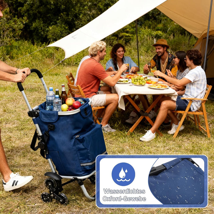 Sekey XXL Einkaufstrolley Treppensteiger mit 3 Rädern, Einkaufswagen für Camping und Einkäufe mit Hö