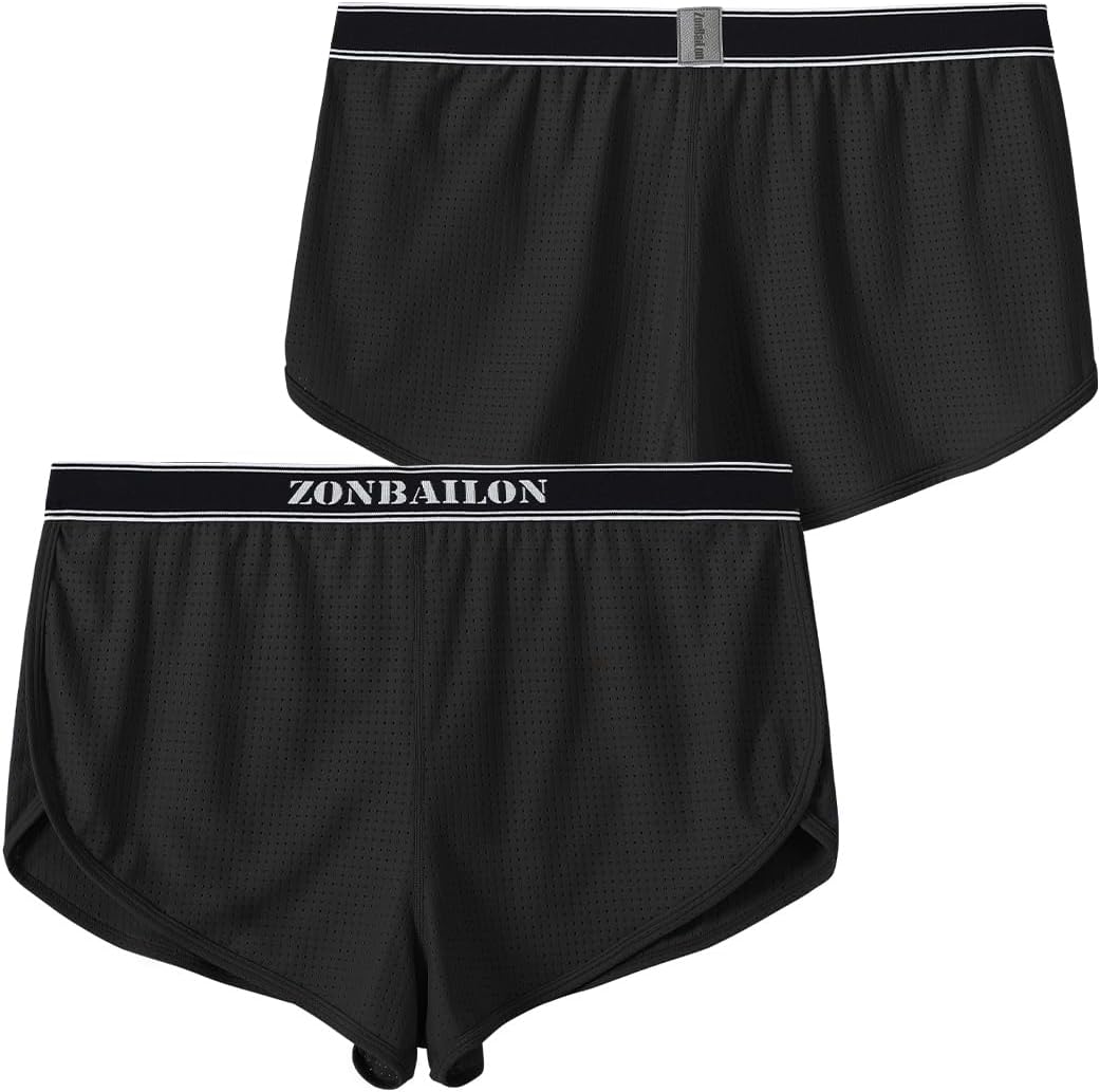 BIATWOWR Herren Transparent Sexy Boxershorts Männer Atmungsaktiv Bequem Unterhose Seitlichem Schlitz
