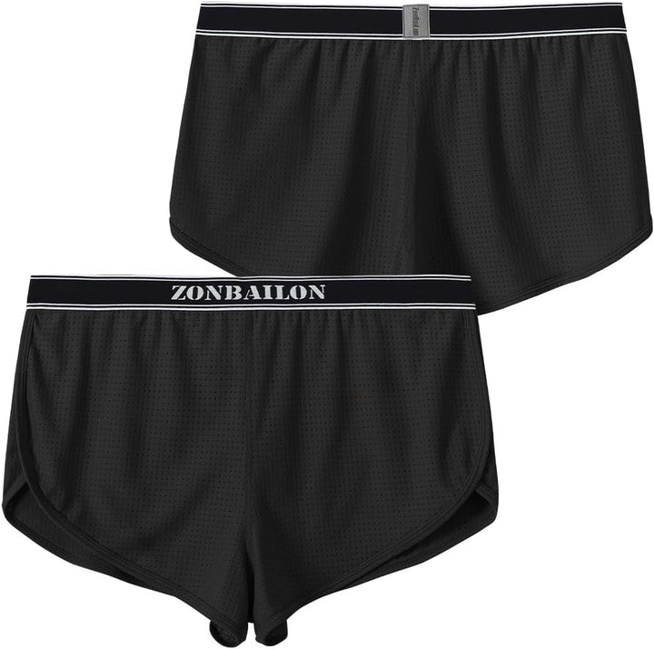 BIATWOWR Herren Transparent Sexy Boxershorts Männer Atmungsaktiv Bequem Unterhose Seitlichem Schlitz