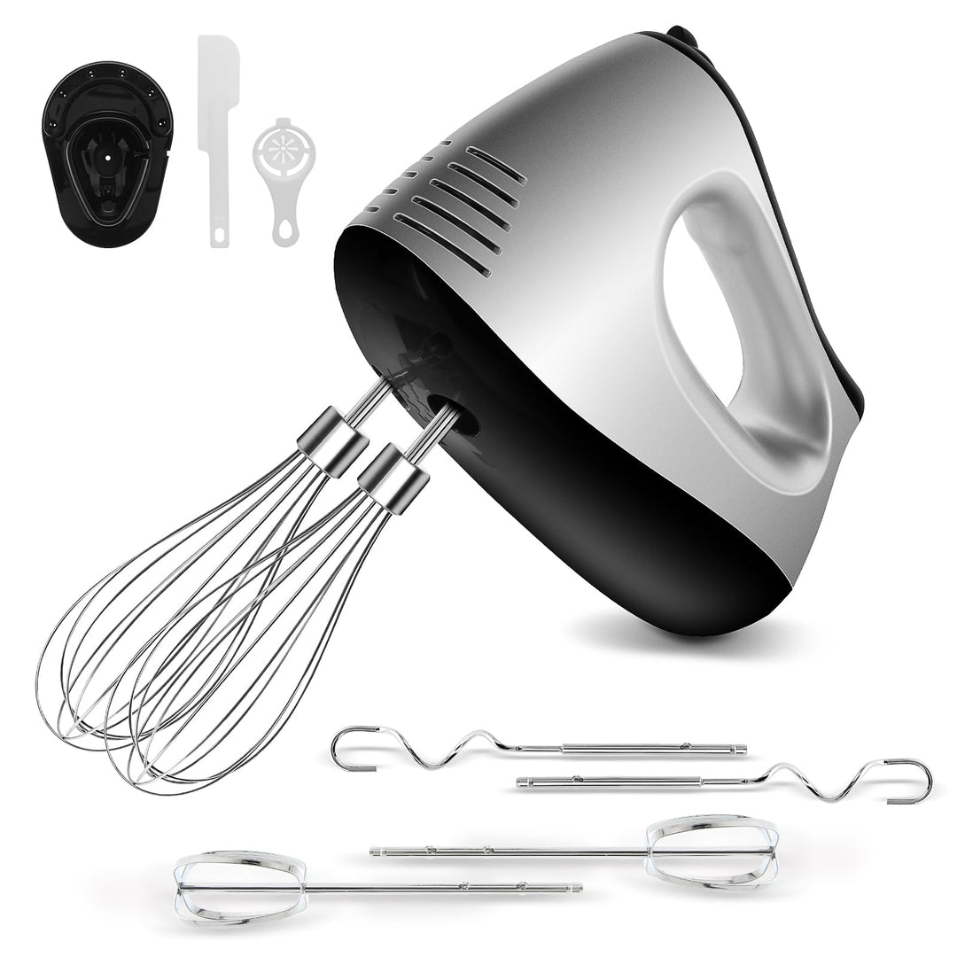 Handmixer Elektrisch 500W mit 5 Geschwindigkeiten & Turbinenfunktion Inkl. 2 Quirlen, 2 Knethaken, 2