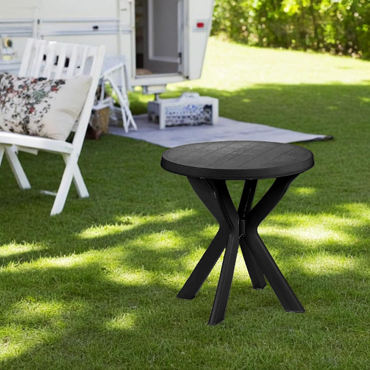 Spetebo Kunststoff Gartentisch rund - 70 cm - Campingtisch im klassischen Design - Balkontisch Terra