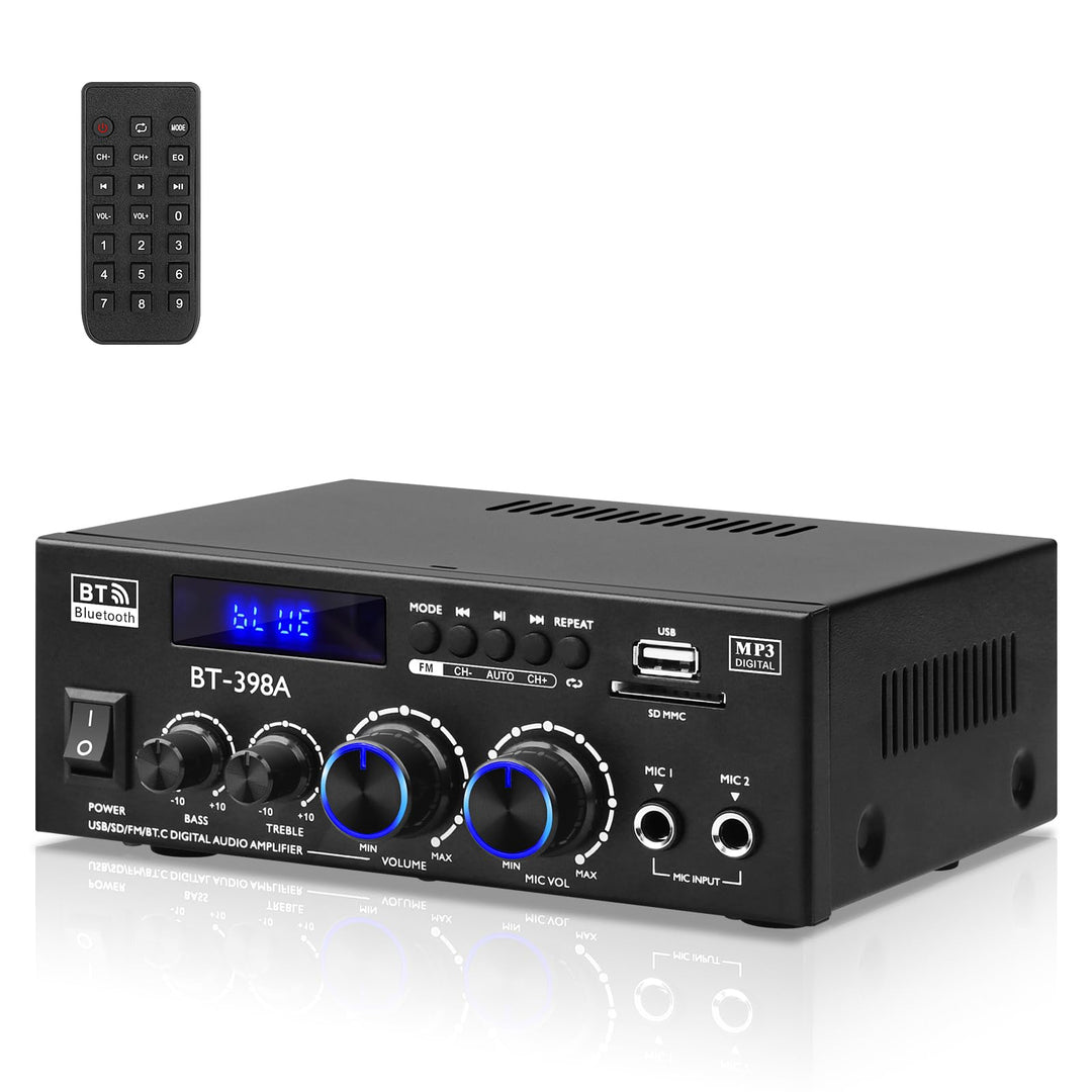 BT-398A HiFi-Verstärker Bluetooth 5.0 Stereo Audioverstärker 2.0 Kanal 60W+60W Digitale Verstärker E