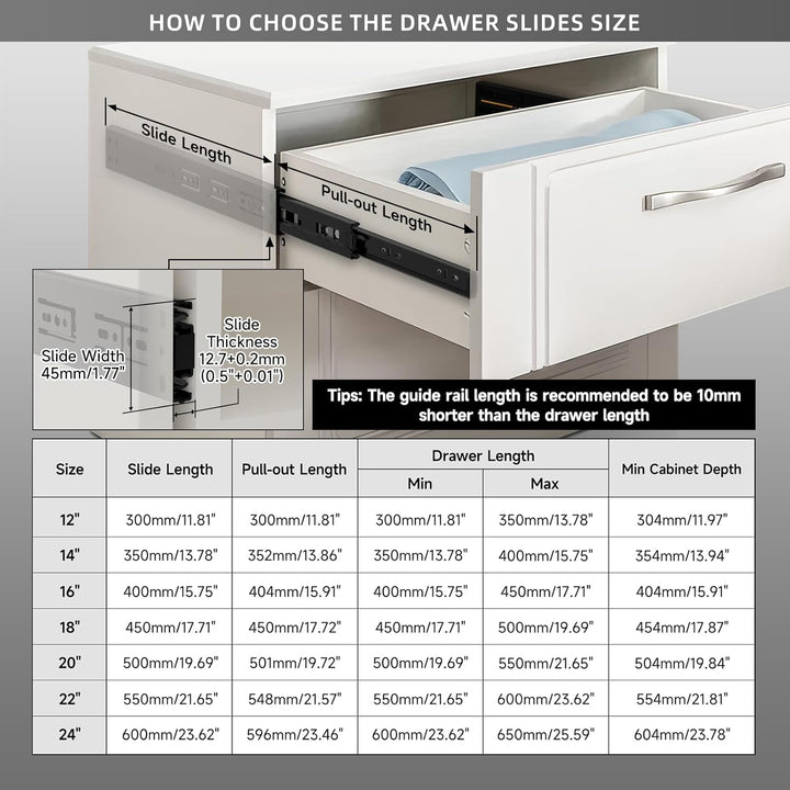 A0LISHENG Vollauszugsschienen 400mm Unterbau mit Soft-Close& Selbsteinzug für Küchenschubladen 45kg