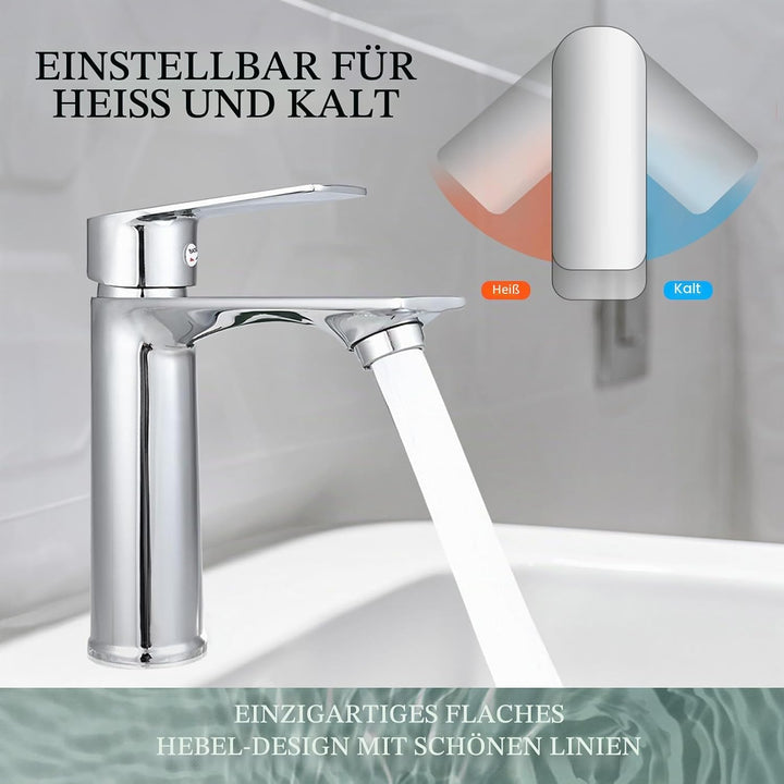 Cieex Wasserhahn Bad Wasserhahn Waschbecken Wasserhahn mit Anschlussschläuchen Waschbecken Chrom Was
