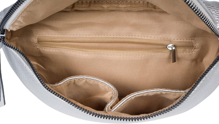 styleBREAKER Damen Halbmond Crossbody Schultertaschen Set 2-Teilig, Schultergurt mit Zick-Zack Raute