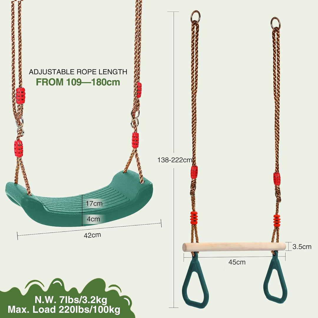 REDCAMP Schaukelgarnitur, Kinderschaukel Outdoor Indoor und Trapeze Schaukel mit Gymnastics Rings, W