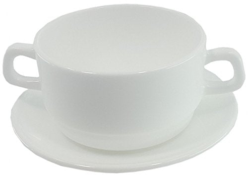 Arcoroc Suppentasse 32cl Restaurant weiss stapelbar mit Untertasse (VE wählbar) Grösse 6 Stück, 6 St