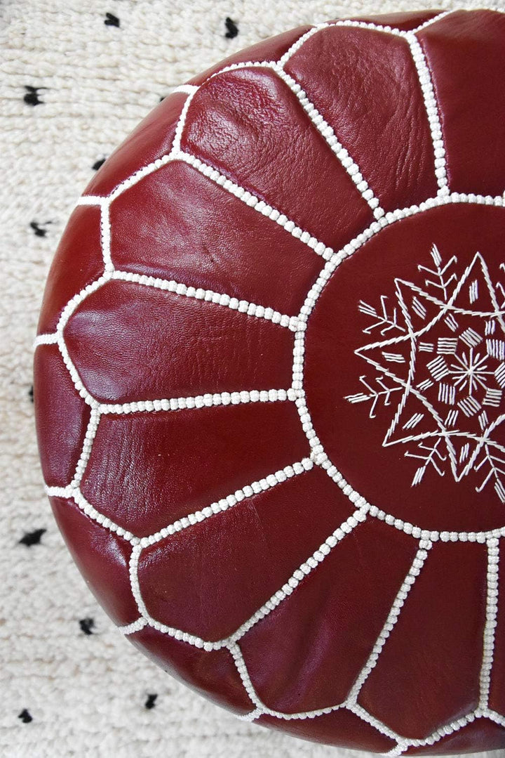 Poufs&Pillows Premium Echt Leder Pouf - Handgefertigt - Gefüllt geliefert - Ottoman, Sitzsack, Fussh