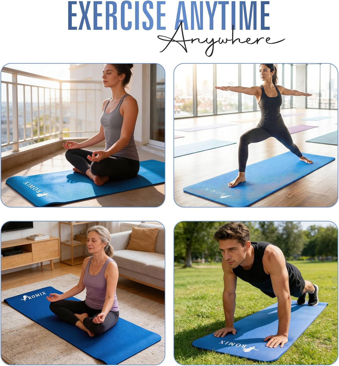 ROMIX Yoga Matte Dicker 10mm, Gymnastikmatte Pro Weichschaum Pad, Sportmatte Fitnessmatte Rutschfest