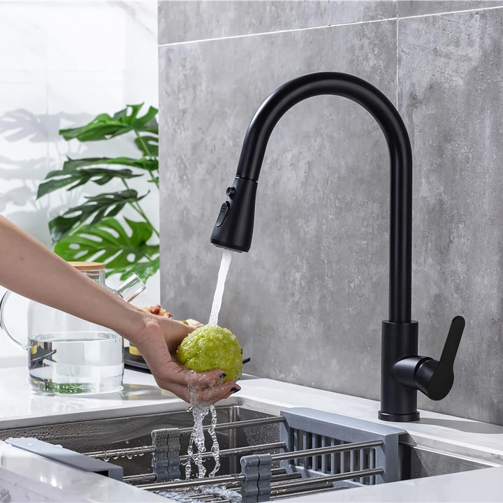 Ausziehbar 360° küchenarmatur Drehbar mit Drei Wasserstrahlarten,Mischbatterie küche ausziehbar wass