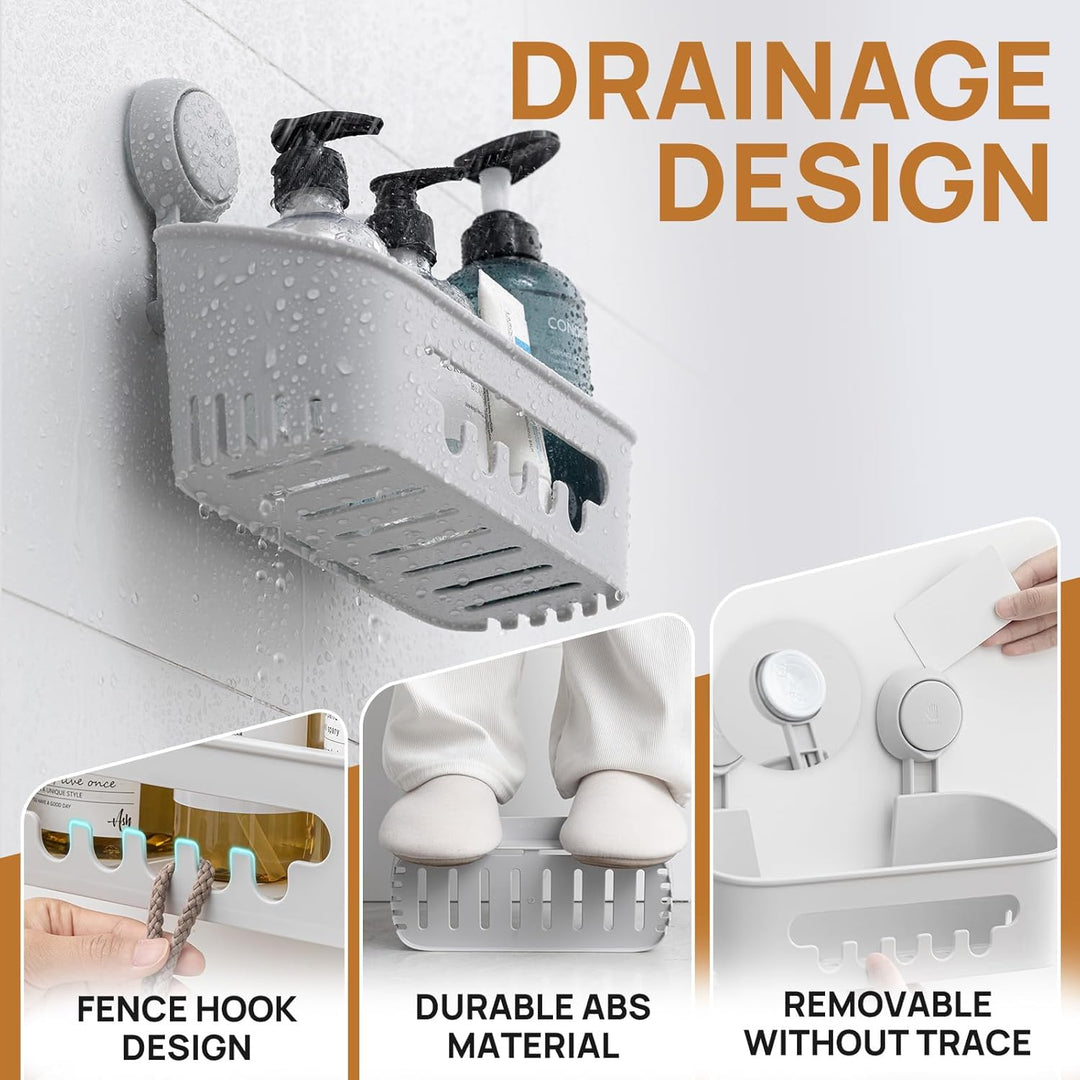 LEVERLOC Duschablage Ohne Bohren Saugnapf Dusche Organizer Grosse Kapazität Bad Organizer Ohne Bohre
