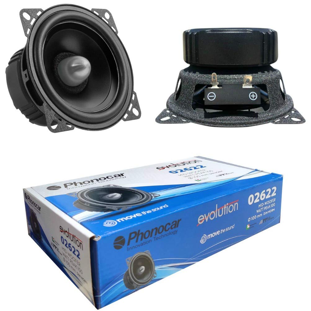 2 PHONOCAR 02622 mid bass woofer 10,00 cm 100 mm 4" 50 watt rms 100 watt max impedanz 4 ohm 92 db sp