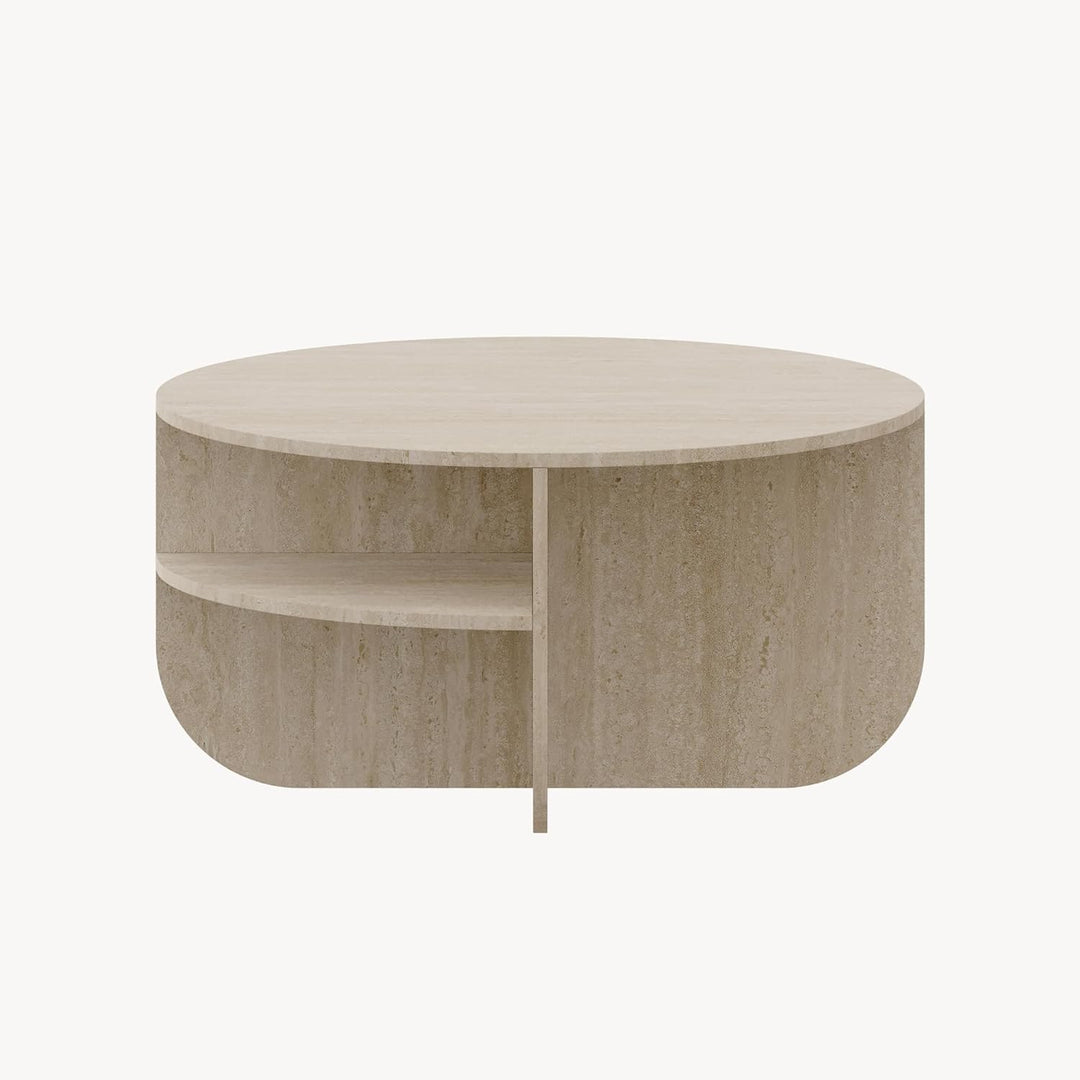 [en.casa] Couchtisch Reykhon Wohnzimmertisch Ø80 x 41 cm Sofatisch mit 2 Ablageflächen Kaffeetisch r
