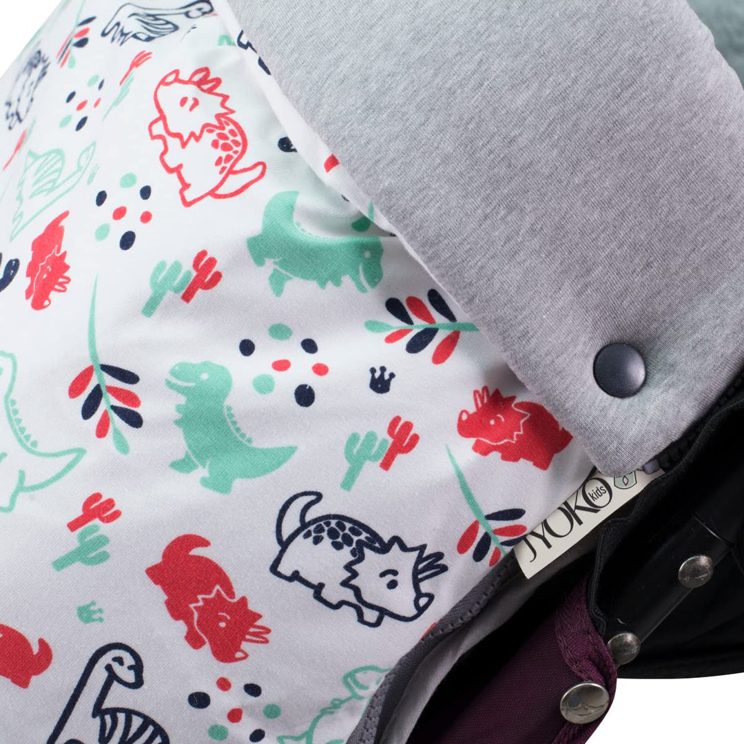 JYOKO Kids Fusssack für Kinderwagen kompatibel mit Baby Jogger City Mini (Baumwolle, Dino Party) BAU