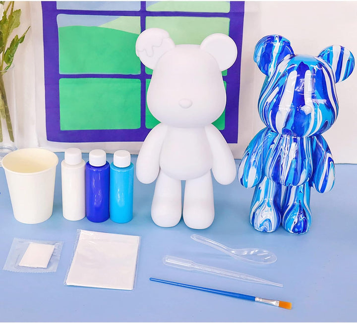 Coniuty DIY Kreative Blanko Malerei Flüssige Bär Figur Kit, Multicolor Mix Paint Design für Heimdeko