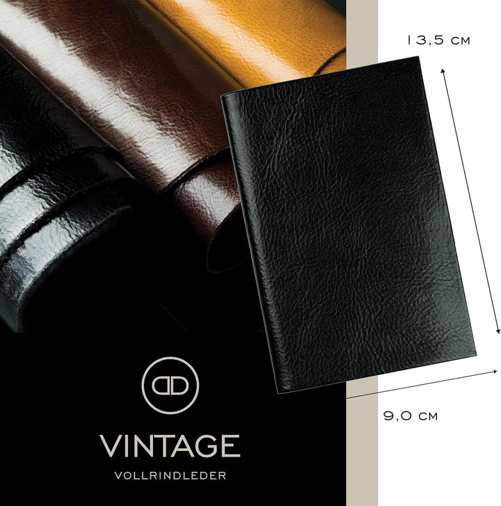DELMON VARONE - Personalisierbares Adressbuch DIN A7 gebunden mit A-Z Register Anilin Vintage Premiu