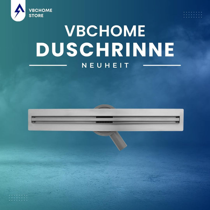 VBChome Duschrinne 100 cm ULTRA SLIM FLACH sehr edelstahl Bodenablauf Siphon mit Geruchsstop Grössen