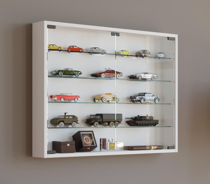 VCM 912948 Vitrine Sammelvitrine Wandvitrine Wand Schrank Regal Hängeregal Hängevitrine Holz Weiss,6