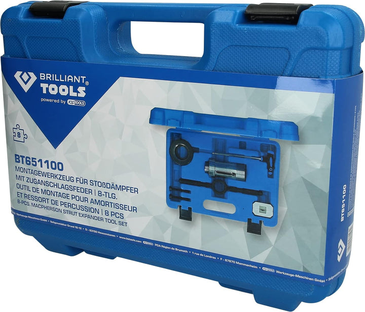 Brilliant Tools BT651100 Montagewerkzeug für Stossdämpfer mit Zuganschlagsfeder, 8-tlg