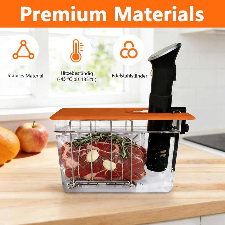 Sous Vide Behälter 12L, Sous Vide Container mit Deckel und Rack ür Sous Vide Stick Garer, Multifunkt