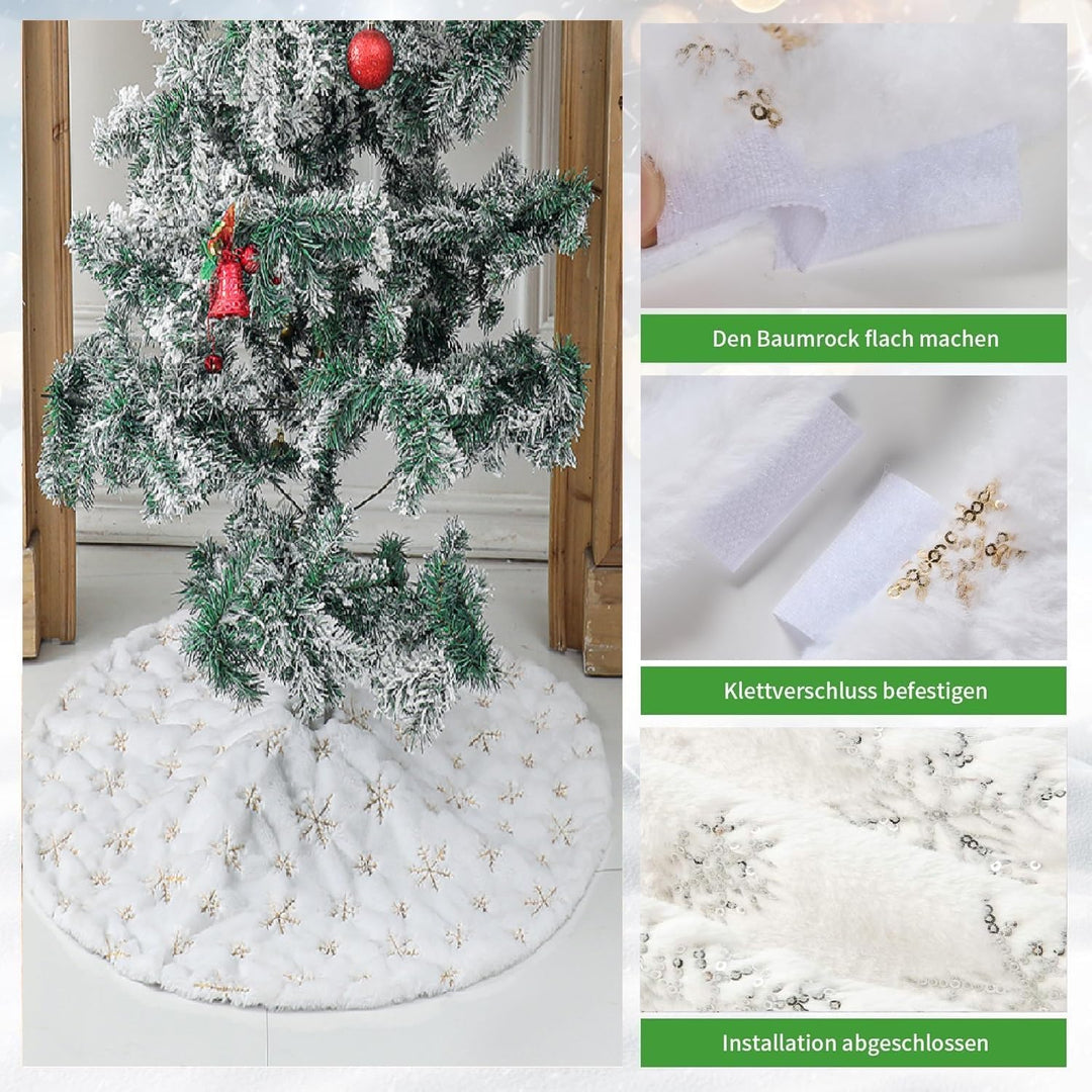 Weihnachtsbaum Decke, Weihnachtsbaumdecke Rund Weiss Christbaumdecke mit Silber Schneeflocken Weihna