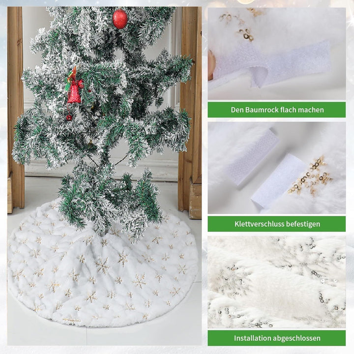 Weihnachtsbaum Decke, Weihnachtsbaumdecke Rund Weiss Christbaumdecke mit Silber Schneeflocken Weihna