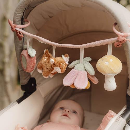 Little Dutch 9011 Stoff Kinderwagenkette Spielzeug für Babyschale - Fairy Garden rosa