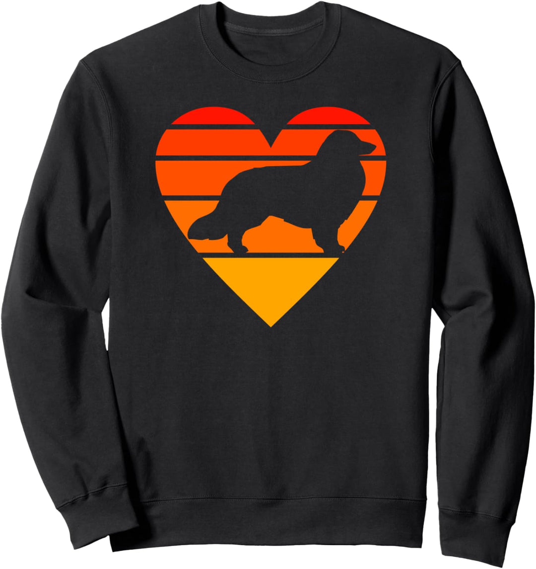Border Collie Dog Puppy Mom Dad Gift Retro Sunset Men Women Sweatshirt