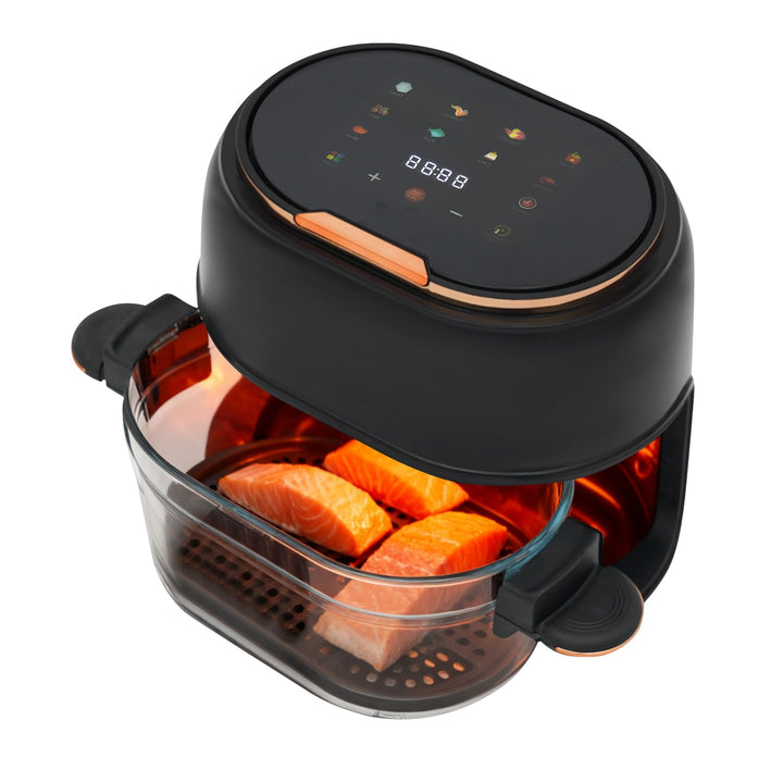 Air Fryer Heissluftfritteuse Glas 4L, Ölfrei Fritteuse mit Touch Display, 1350W, Timer &amp; Temperaturr
