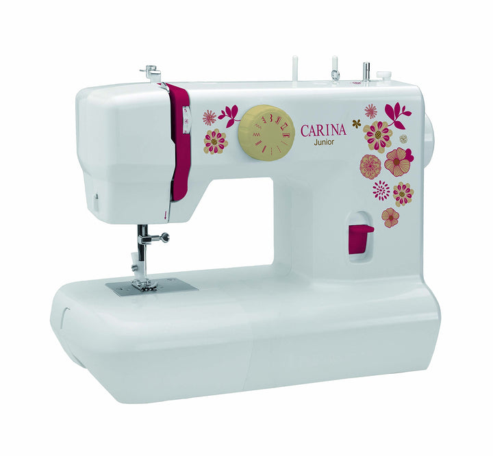 Carina Junior - Mechanische Nähmaschine für Näh-Einsteiger & Anfänger mit Griff, 6 Stichprogrammen,