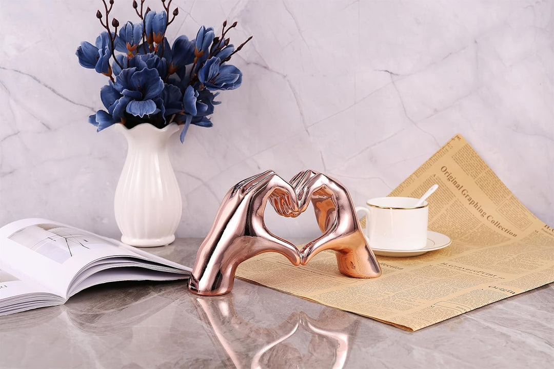 WUBIANJIE Rosa Herzhände Skulptur Boho Wohnzimmer Dekor Ästhetische Regaldekoration Ideal für Coucht