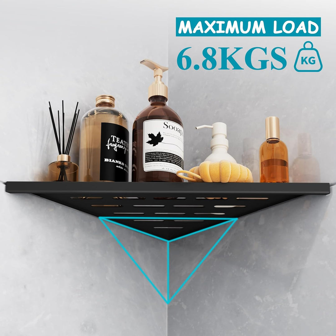 Eck-Duschregal Schwarz 304 Edelstahl Versenktes Eckregal 254 mm, Wandregal für Geflieste Wände Dreie