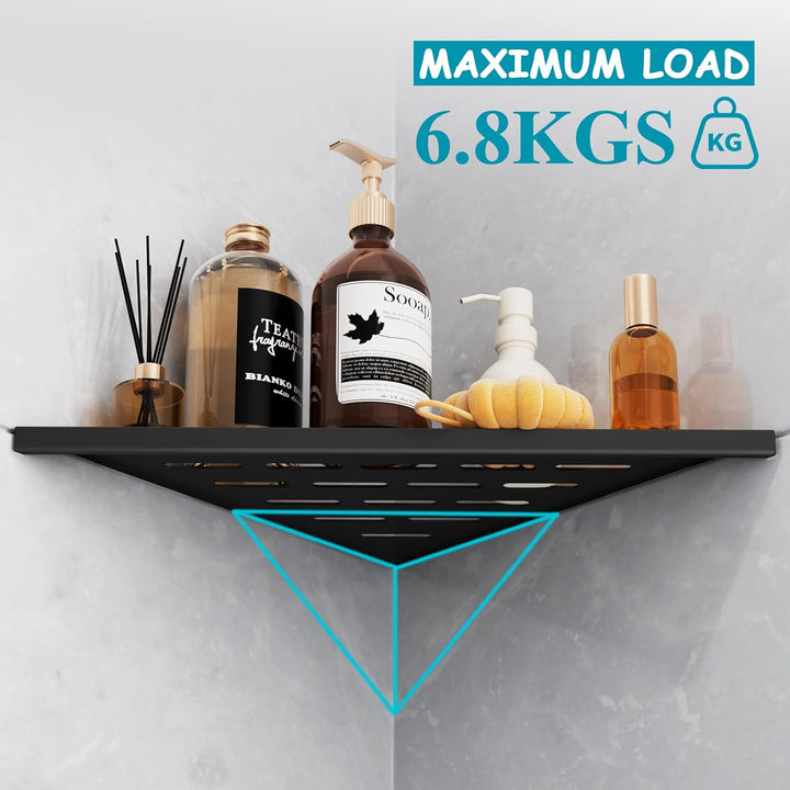 Eck-Duschregal Schwarz 304 Edelstahl Versenktes Eckregal 254 mm, Wandregal für Geflieste Wände Dreie