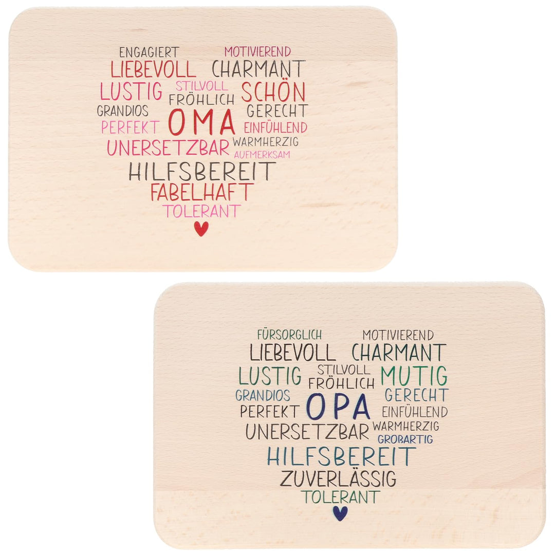 Spruchreif · 2er Set Frühstücksbrettchen Oma und Opa · Geschenkidee Grosseltern · Geschenk Opa · Ges