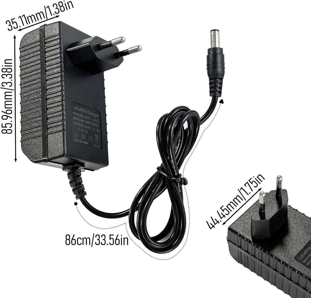YASCO 12V Lifepo4 Battery Charger, Lithium Eisen Phosphat Batterie Ladegerät14.6V Charger (2A Charge