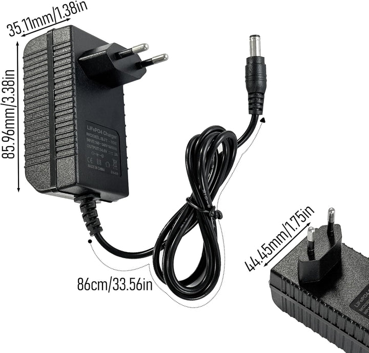 YASCO 12V Lifepo4 Battery Charger, Lithium Eisen Phosphat Batterie Ladegerät14.6V Charger (2A Charge