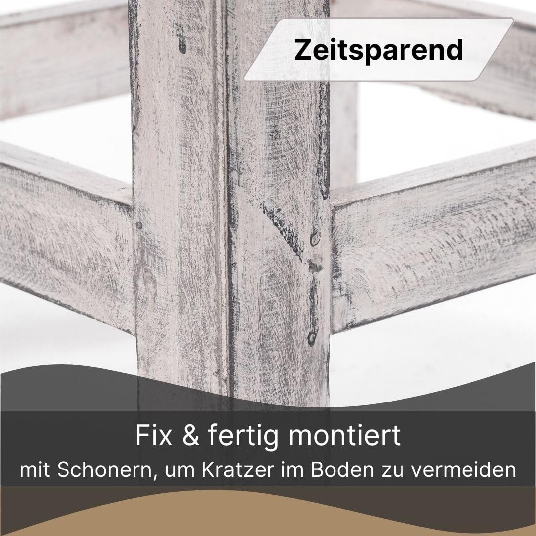 DESIGN DELIGHTS RUSTIKALER Holz SITZHOCKER Madero | 48x30x30 cm (HxBxT), Recyclingholz | Holzhocker