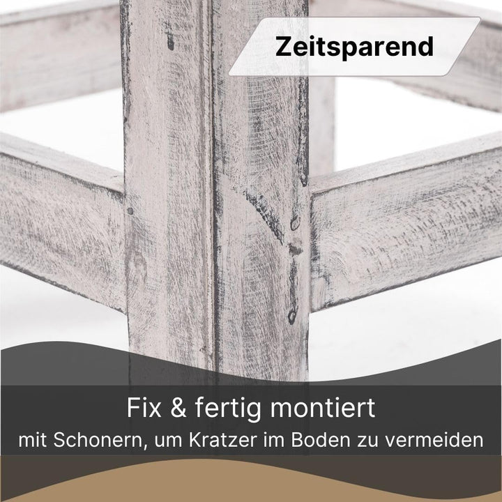 DESIGN DELIGHTS RUSTIKALER Holz SITZHOCKER Madero | 48x30x30 cm (HxBxT), Recyclingholz | Holzhocker