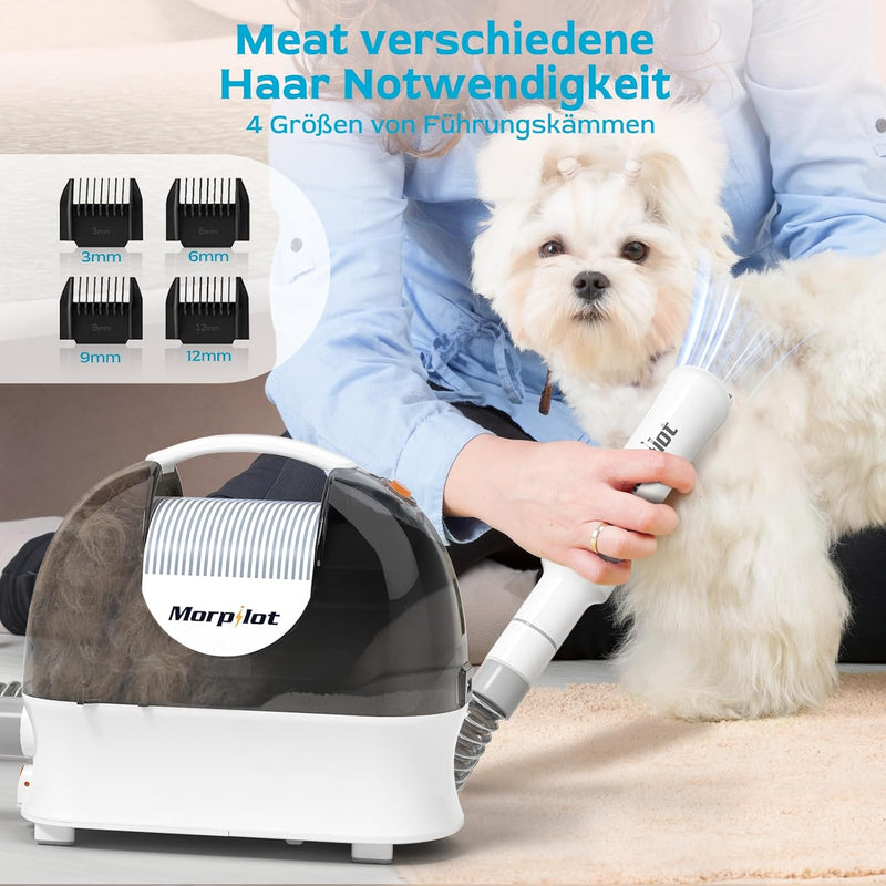 Hundeschermaschine mit Staubsauger, Morpilot Hundestaubsauger mit Bürste, 12000Pa Leistungsstarke El